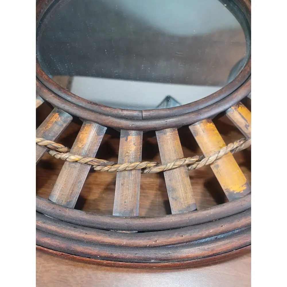 VINTAGE BAMBOO And WOOD MIRROR 18